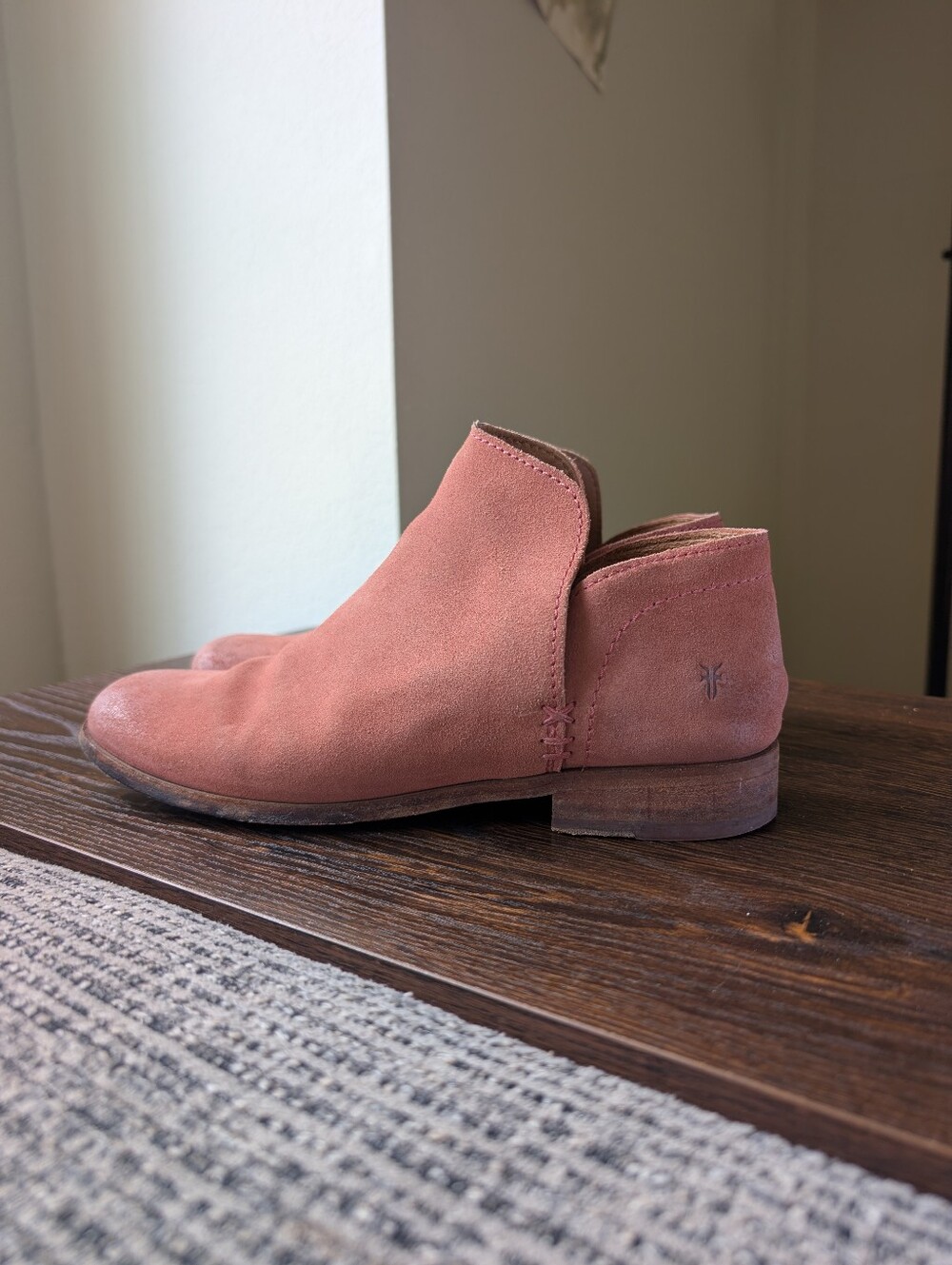 Frye Elyssa Rosewood Pink Suede Leather Shooties Ankle Boot Booties